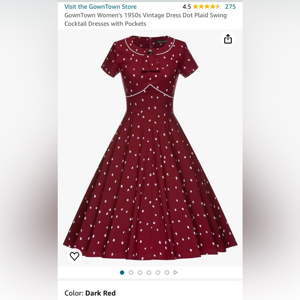 GownTown Women's 1950s Vintage Dot Plaid Swing Cocktail Dresses with Pockets